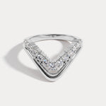 Chevron V-Shaped Lab-Grown Diamond Ring in Sterling Silver