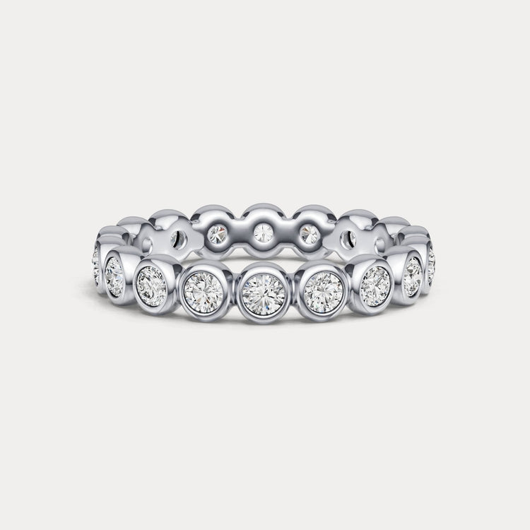 1CTW Round Lab - Grown Diamond Bezel - Set Eternity Band in 14K Gold/Platinum - Rings