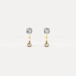 2 - in - 1 Convertible Round Lab - Grown Diamond Stud & Drop Earrings in Sterling Silver - Earrings