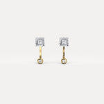 2 - in - 1 Convertible Princess Lab - Grown Diamond Stud & Drop Earrings in Sterling Silver - Earrings