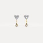 2 - in - 1 Convertible Heart Lab - Grown Diamond Stud & Drop Earrings in Sterling Silver - Earrings
