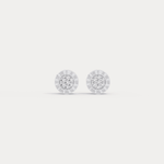 Roman Numeral Disc Stud Earrings with Pavé Lab - Grown Diamond in Sterling Silver - Earrings