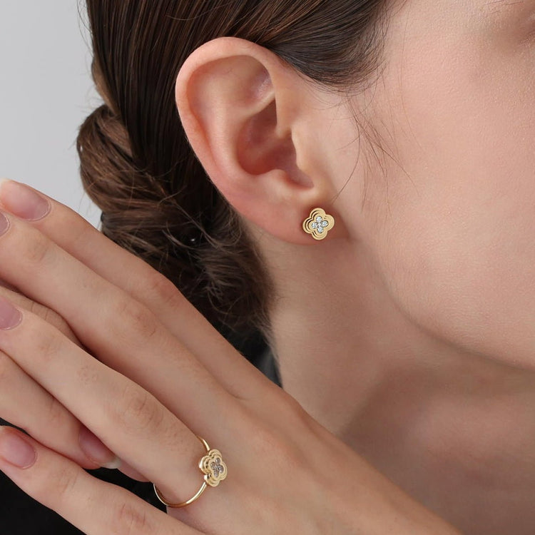 Lab Diamond Four Leaf Clover Studs Earrings - Earrings