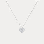 Fluted Heart Lab - Grown Diamond Accent Pendant Necklace in Sterling Silver - Necklaces