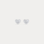Fluted Heart Lab - Grown Diamond Accent Stud Earrings in Sterling Silver - Earrings