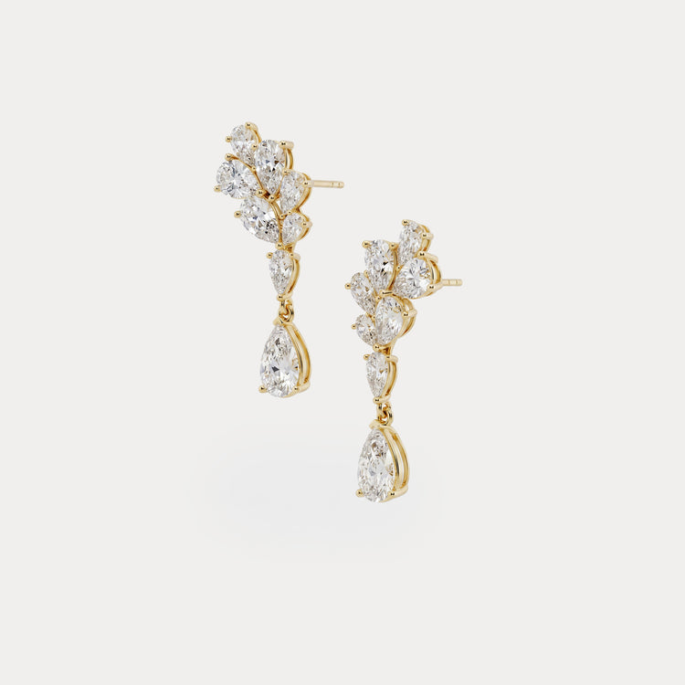 5.44 CTW Leaf Cluster Lab-Grown Diamond Drop Earrings - Earrings