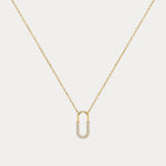 Pave Lab-Grown Diamond U-Link Motif Pendant Necklace in 14K Gold/Platinum