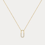 Pave Lab - Grown Diamond U - Link Motif Pendant Necklace in 14K Gold/Platinum - Necklaces
