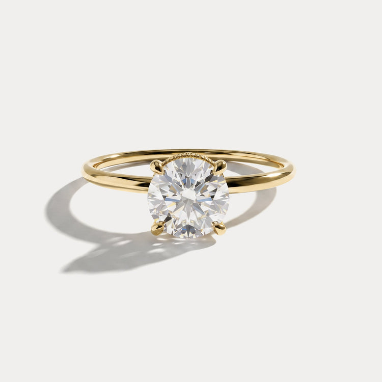 Liana丨Hidden Halo 1CT Round Lab Diamond Ring With Basket Setting - Rings