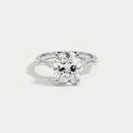 Remy丨Oval Lab Diamond Hidden Halo Engagement Ring with Floating Diamond Accents - Rings