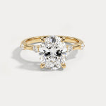 Remy丨Oval Lab Diamond Hidden Halo Engagement Ring with Floating Diamond Accents - Rings