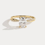 Amara丨1CT Oval Cut Lab Diamond Twisted Engagement Ring In Solid Gold/Platinum - Rings