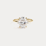 Olivia丨2CT Three-Stone Lotus-Inspired Lab-grown Diamond Engagement Ring - Rings
