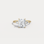 Colette丨Radiant Lab Diamond Split Shank Engagement Ring with Marquise & Round Accents - Rings