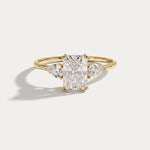 Dahlia丨1CT Radiant Cut Lab Diamond Three Stone Engagement Ring In 14K Solid Gold/Platinum - Rings
