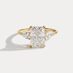 Dahlia丨2CT Radiant Cut Lab Diamond Three Stone Engagement Ring In 14K Solid Gold/Platinum - Rings