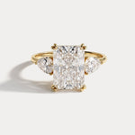 Dahlia丨3CT Radiant Cut Lab Diamond Three Stone Engagement Ring In 14K Solid Gold/Platinum - Rings