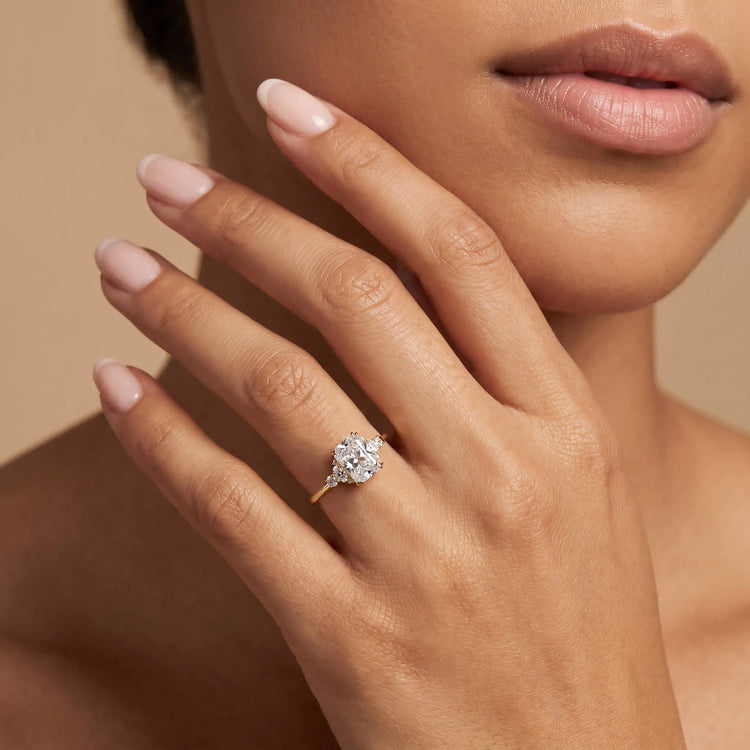 Serene丨1CT Radiant Cut Lab Diamond Side Stone Engagement Ring - Rings