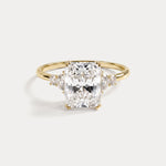 Serene丨2CT Radiant Cut Lab Diamond Side Stone Engagement Ring - Rings