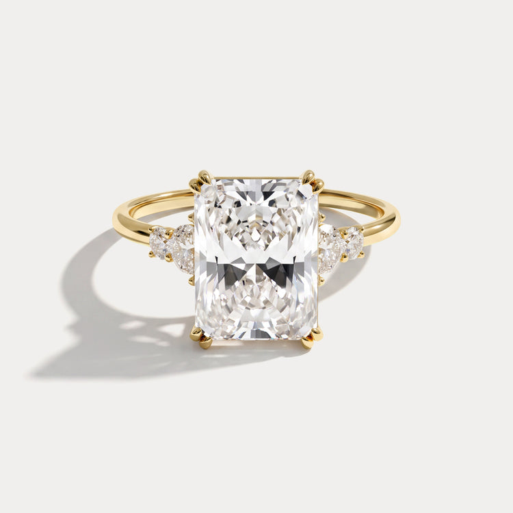Serene丨3CT Radiant Cut Lab Diamond Side Stone Engagement Ring - Rings