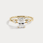 Amira丨1CT Radiant Cut Lab Diamond Twisted Three Stones Engagement Ring - Rings