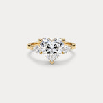 Rosalie丨Heart Lab Diamond Engagement Ring with Pear Accents - Rings