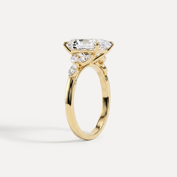 Fauna丨Radiant Lab - Grown Diamond Engagement Ring with Petal Accents - Rings