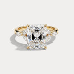Fauna丨Radiant Lab - Grown Diamond Engagement Ring with Petal Accents - Rings