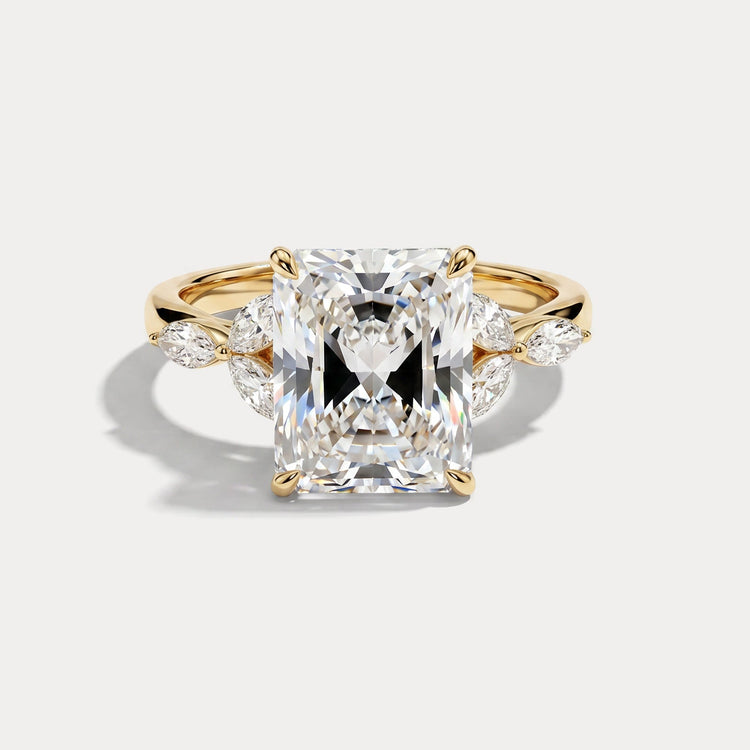 Fauna丨Radiant Lab - Grown Diamond Engagement Ring with Petal Accents - Rings