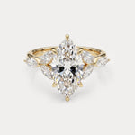 Sable丨Marquise Lab - Grown Diamond Engagement Ring with Petal Accents - Rings
