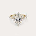 Sable丨Marquise Lab - Grown Diamond Engagement Ring with Petal Accents - Rings