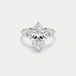Elowen丨Marquise Lab Diamond Engagement Ring with Floral Diamond Cluster Accents - Rings