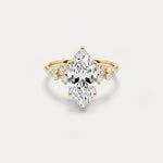 Elowen丨Marquise Lab Diamond Engagement Ring with Floral Diamond Cluster Accents