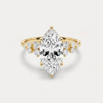 Elowen丨Marquise Lab Diamond Engagement Ring with Floral Diamond Cluster Accents - Rings