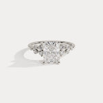 Lauren丨Radiant Lab Diamond Engagement Ring with Floral Diamond Cluster Accents - Rings