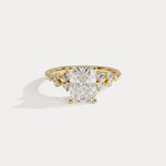 Lauren丨Radiant Lab Diamond Engagement Ring with Floral Diamond Cluster Accents - Rings