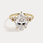 Sloane丨Pear Lab Diamond Engagement Ring with Floral Diamond Cluster Accents