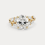 Vesper丨Oval Lab Diamond Engagement Ring with Marquise Leaf Diamond Band - Rings