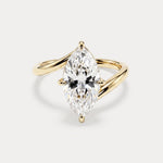 Élodie丨Marquise Solitaire Lab Diamond Twisted Band Engagement Ring - Rings