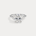 Ophelia丨Oval Lab Diamond Trilogy Engagement Ring with Half-Moon Side Stones