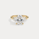 Ophelia丨Oval Lab Diamond Trilogy Engagement Ring with Half-Moon Side Stones - Rings