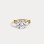 Jade丨Oval Cut Lab-Grown Diamond Trilogy Ring Engagement Ring - Rings