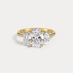 Jade丨Oval Cut Lab-Grown Diamond Trilogy Ring Engagement Ring - Rings