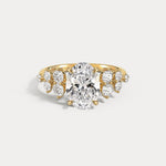 Rachel丨Oval Lab-Grown Diamond Botanical Cluster Engagement Ring - Rings