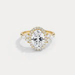 Scarlett丨Oval Lab-Grown Diamond Halo Ring with Marquise & Round Diamond Accents - Rings