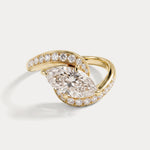 Carole丨Marquise Cut Lab Diamond Curved Pavé Halo Engagement Ring