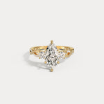 Aurora丨Marquise Lab-Grown Diamond Twisted Engagement Ring with Side Accents - Rings
