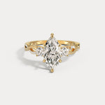 Aurora丨Marquise Lab-Grown Diamond Twisted Engagement Ring with Side Accents - Rings