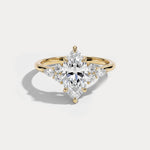Aurelia丨Marquise Lab-Grown Diamond Engagement Ring with Pear & Round Accents - Rings