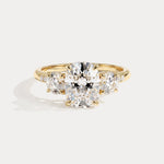 Sienna丨Elongated Cushion Lab Diamond Cathedral Three-Stone Engagement Ring - Rings